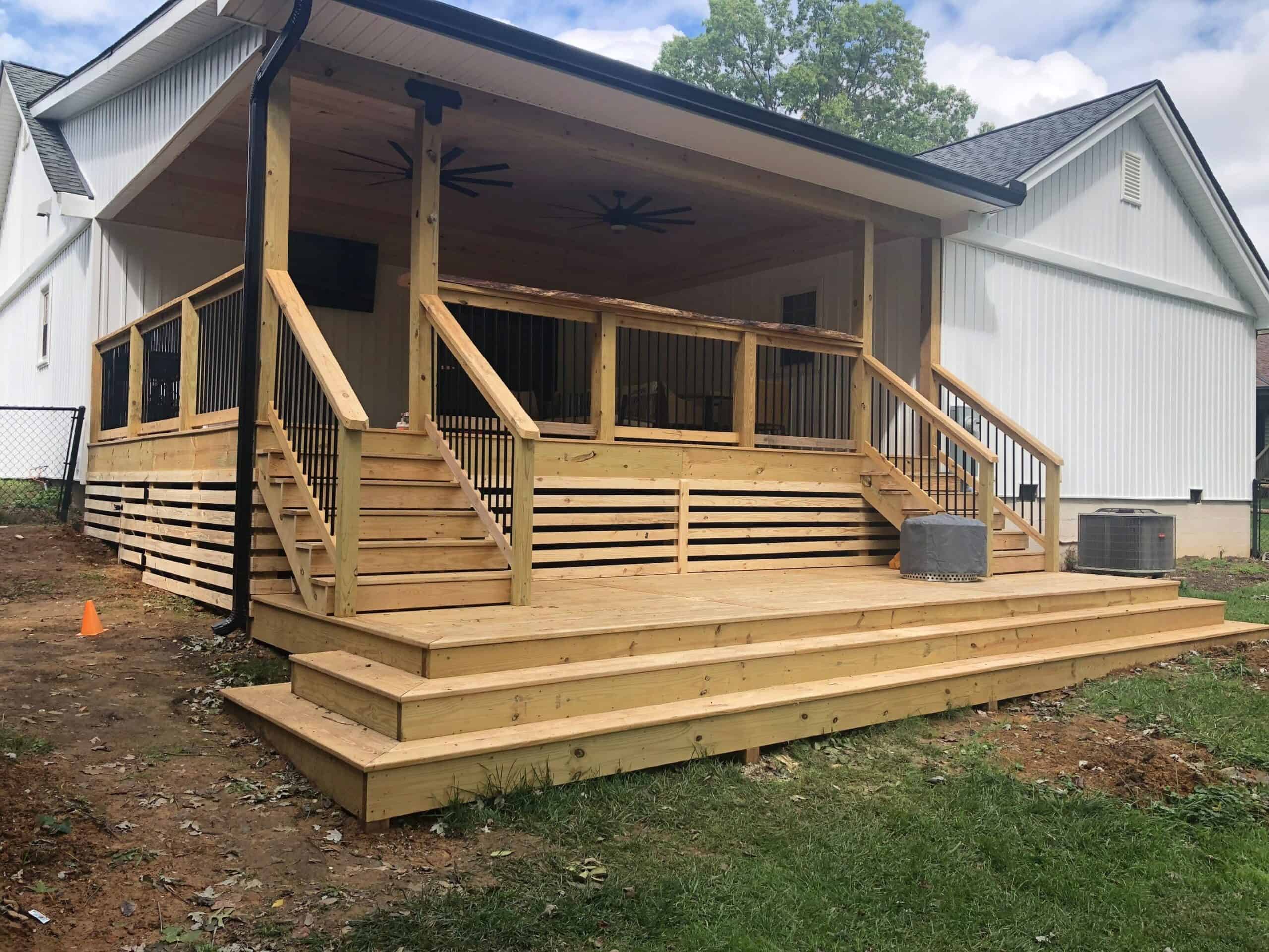 completed wooden porch